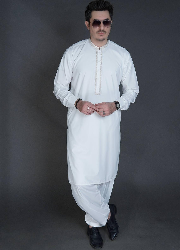 Sanaulla Exclusive Range Wash N Wear Formal Kameez Shalwar for Men -  C-9272 Off White