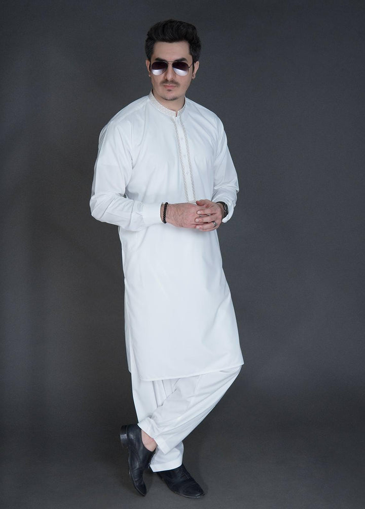 Sanaulla Exclusive Range Wash N Wear Formal Kameez Shalwar for Men -  C-9272 Off White