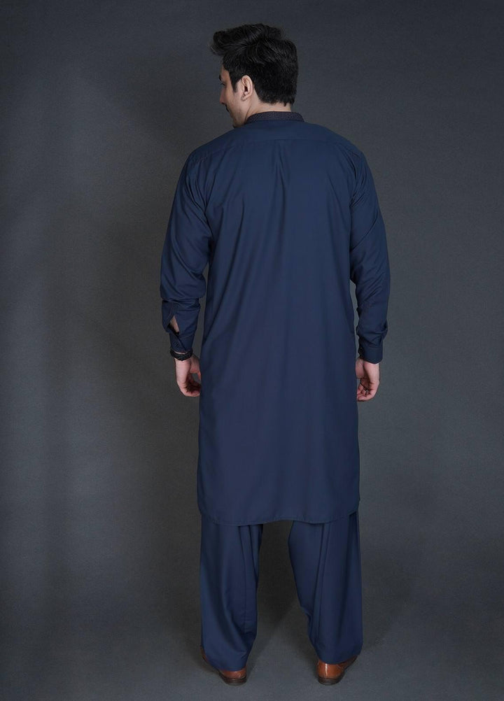 Sanaulla Exclusive Range Wash N Wear Formal Men Kameez Shalwar -  C-9284 Grey Blue