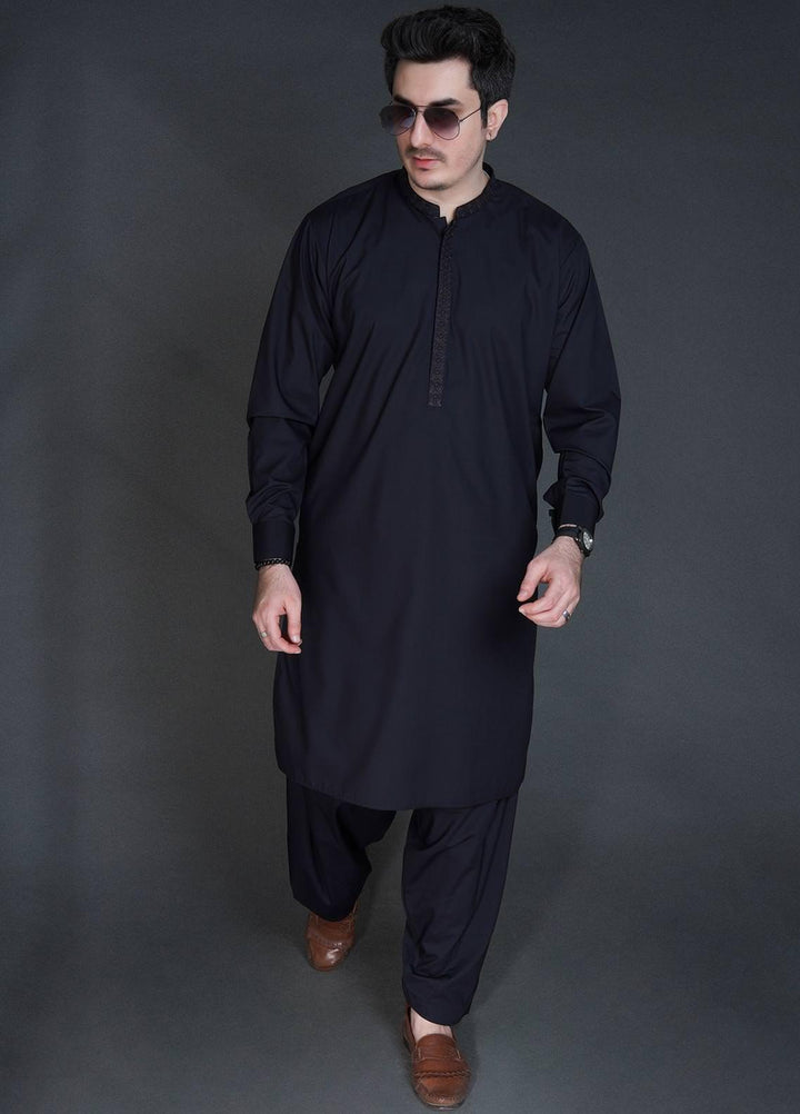Sanaulla Exclusive Range Wash N Wear Formal Men Kameez Shalwar -  C-9294 Black