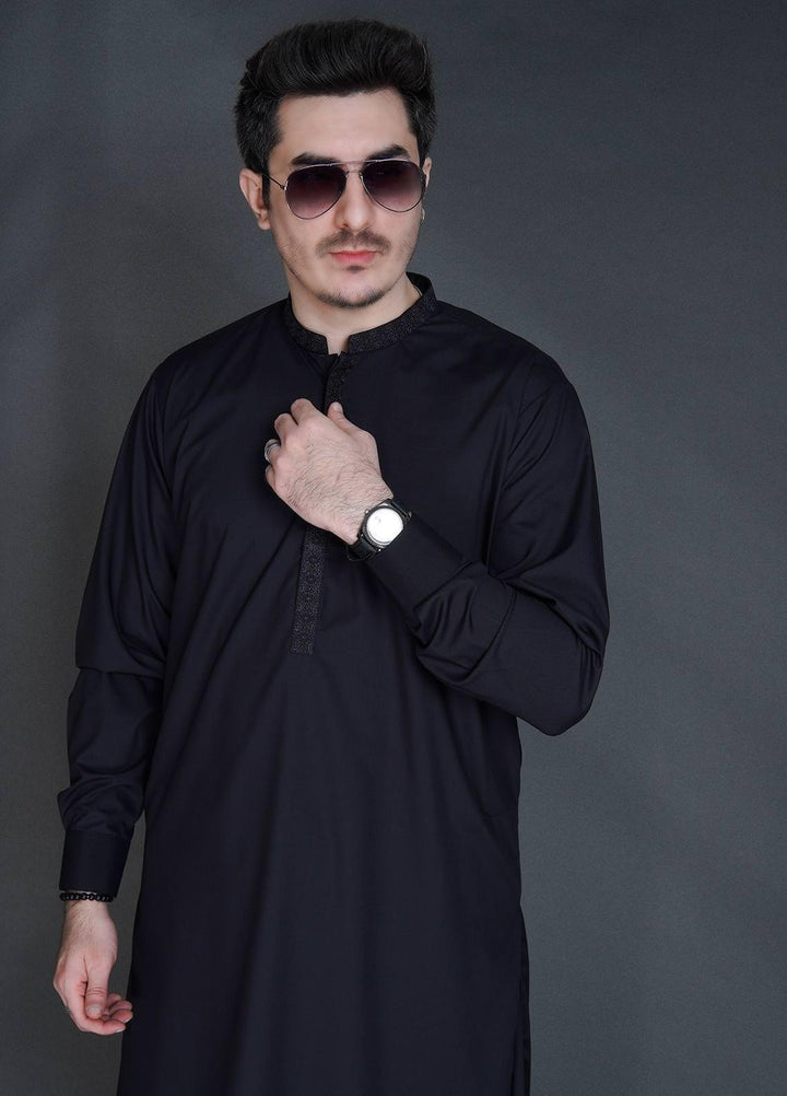 Sanaulla Exclusive Range Wash N Wear Formal Men Kameez Shalwar -  C-9294 Black