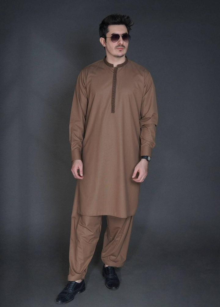 Sanaulla Exclusive Range Wash N Wear Formal Men Kameez Shalwar -  FD-4053 Brown