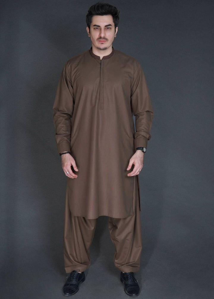 Sanaulla Exclusive Range Wash N Wear Formal Men Kameez Shalwar -  FD-4056 Brown