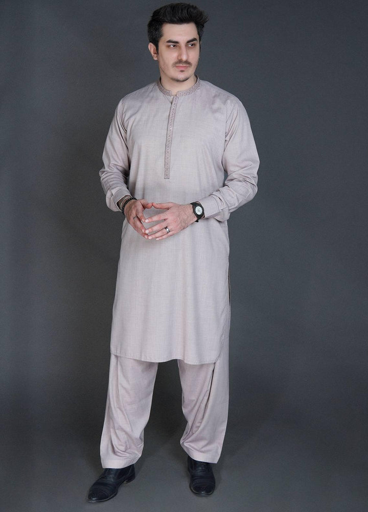Sanaulla Exclusive Range Wash N Wear Formal Kameez Shalwar for Men -  C-9317 Biscuit