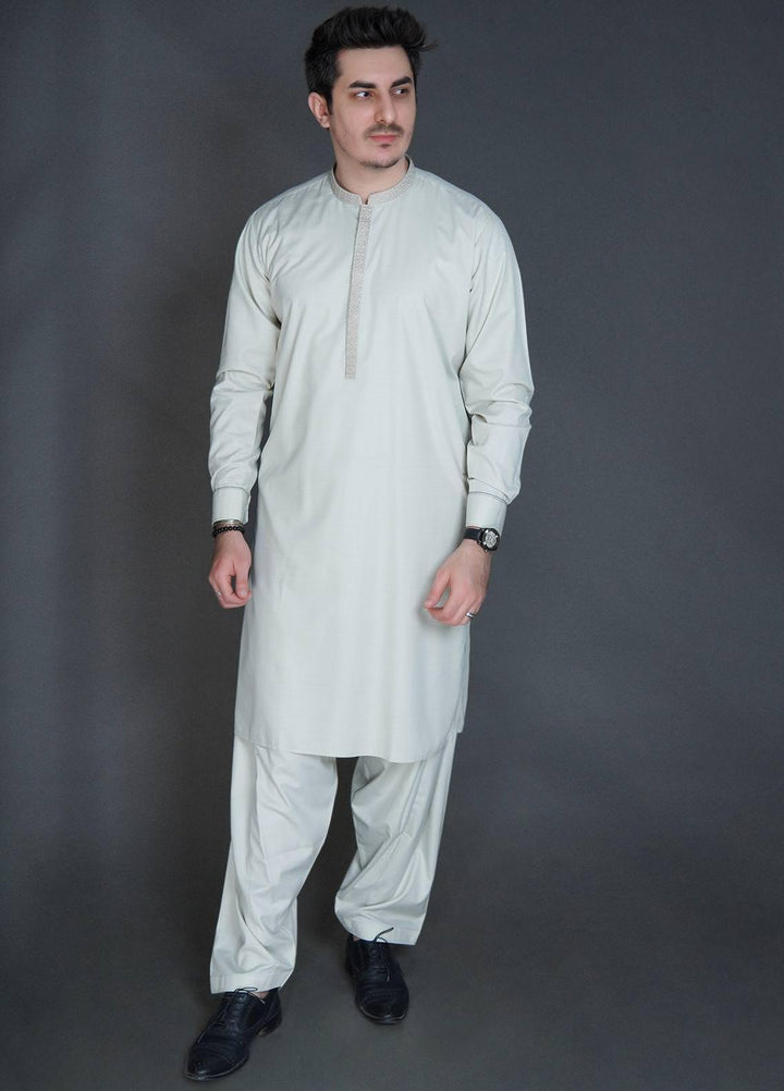 Sanaulla Exclusive Range Wash N Wear Formal Men Kameez Shalwar -  C-9318 Off White