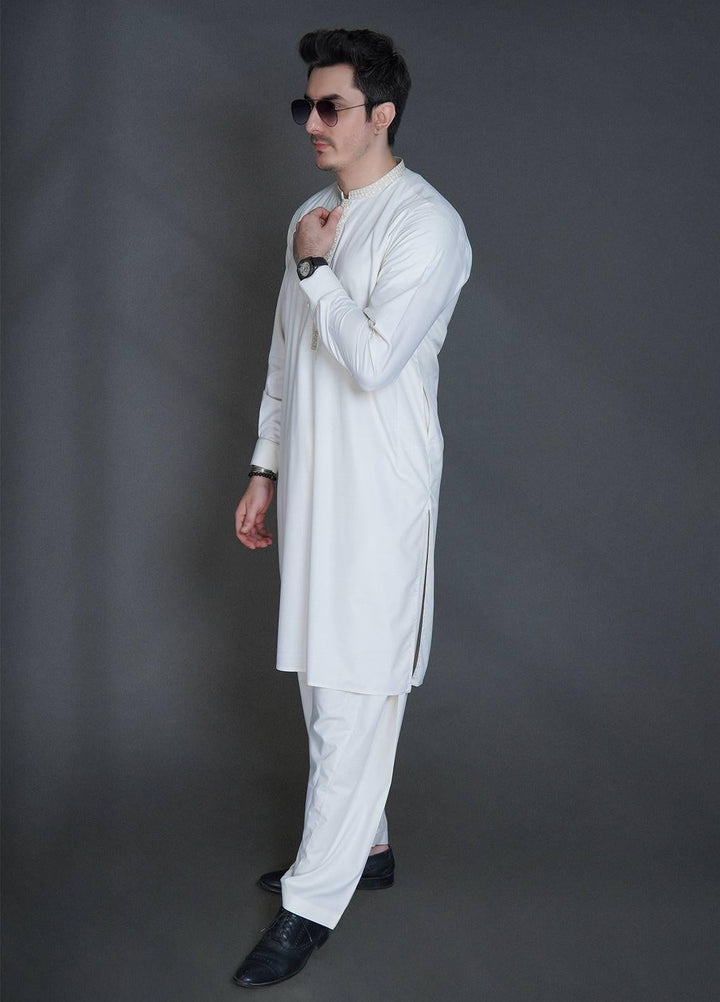 Sanaulla Exclusive Range Wash N Wear Formal Men Kameez Shalwar -  C-9318 Off White