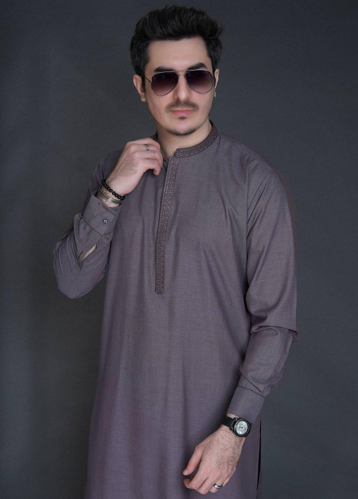 Sanaulla Exclusive Range Wash N Wear Formal Kameez Shalwar for Men -  C-9335 L Purple