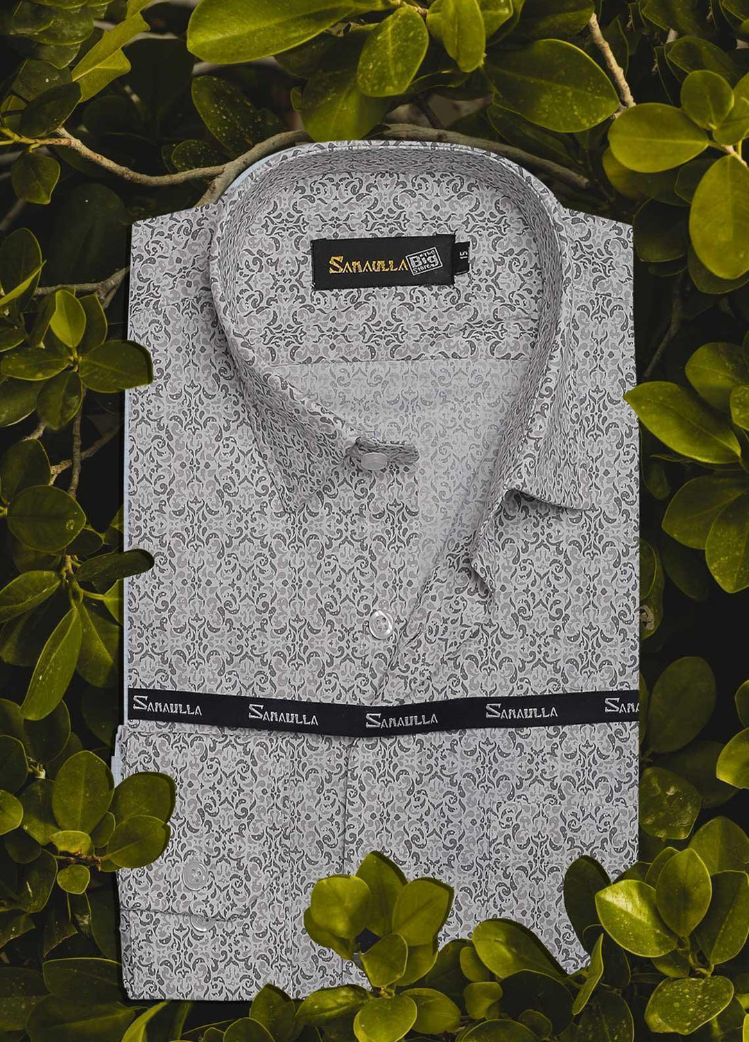 Sanaulla Exclusive Range Cotton Casual Men Shirts - 032 L-Grey