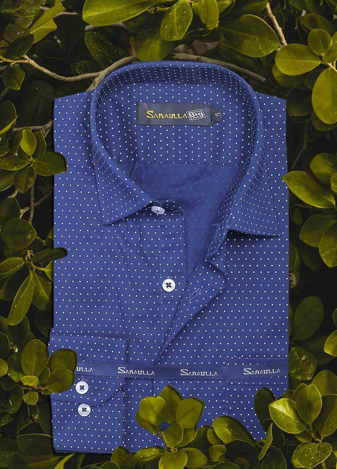 Sanaulla Exclusive Range Cotton Casual Men Shirts - 038 N-Blue