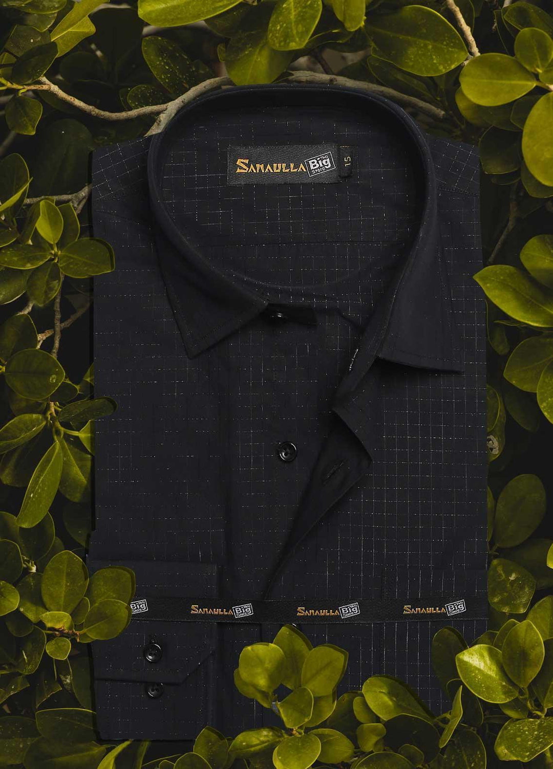 Sanaulla Exclusive Range Cotton Casual Men Shirts - 045 Black