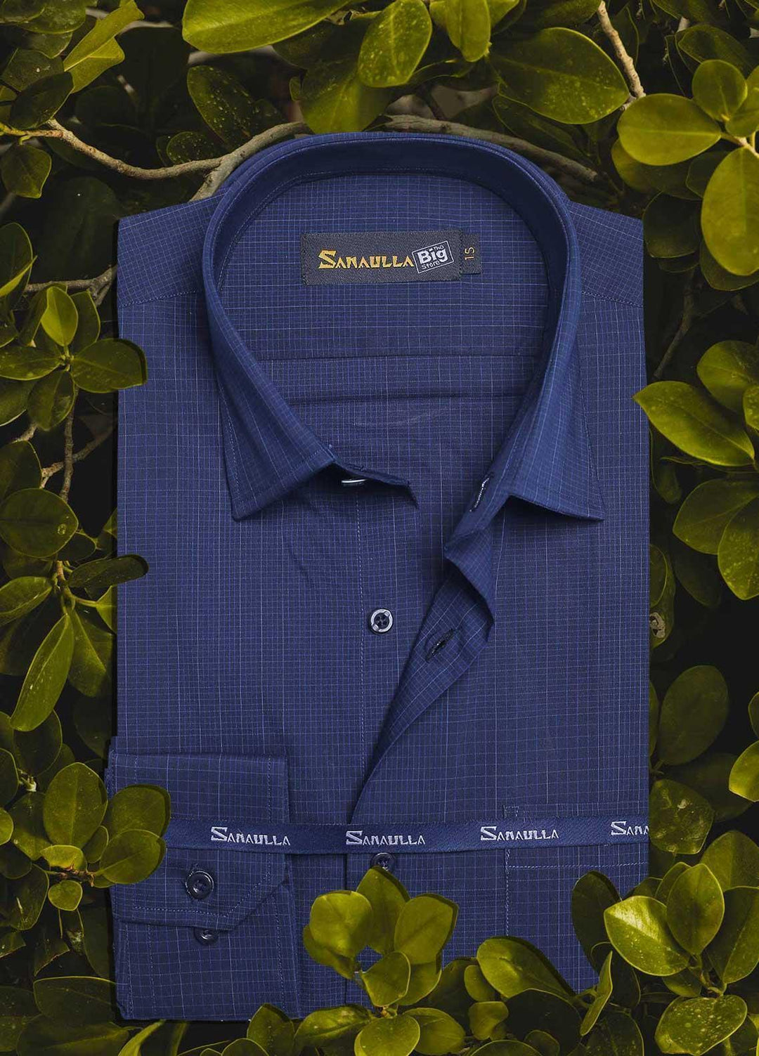 Sanaulla Exclusive Range Cotton Casual Men Shirts - 049 N-Blue