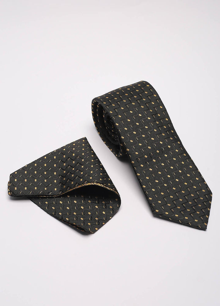 Sanaulla Exclusive Range Narrow Silk Neck Tie  SU21MT Black-D-2 -