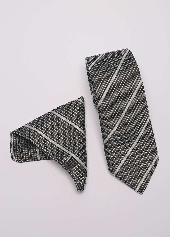 Sanaulla Exclusive Range Narrow Silk Neck Tie  SU21MT Black-D-4 -