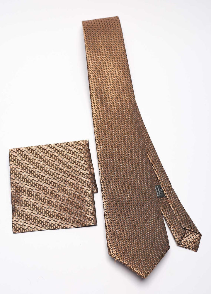 Sanaulla Exclusive Range Narrow Silk Neck Tie  SU21MT Brown-D-2 -