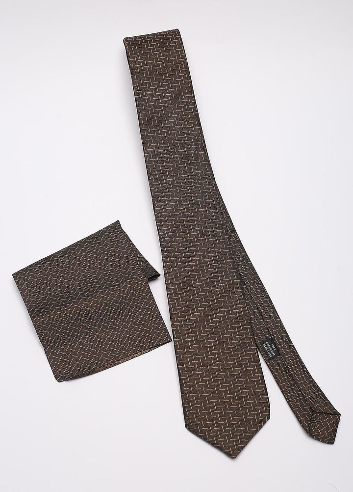 Sanaulla Exclusive Range Narrow Silk Neck Tie  SU21MT Brown-D-8 -