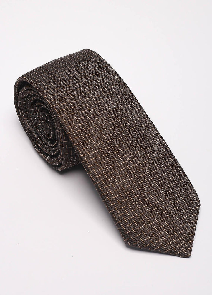 Sanaulla Exclusive Range Narrow Silk Neck Tie  SU21MT Brown-D-8 -