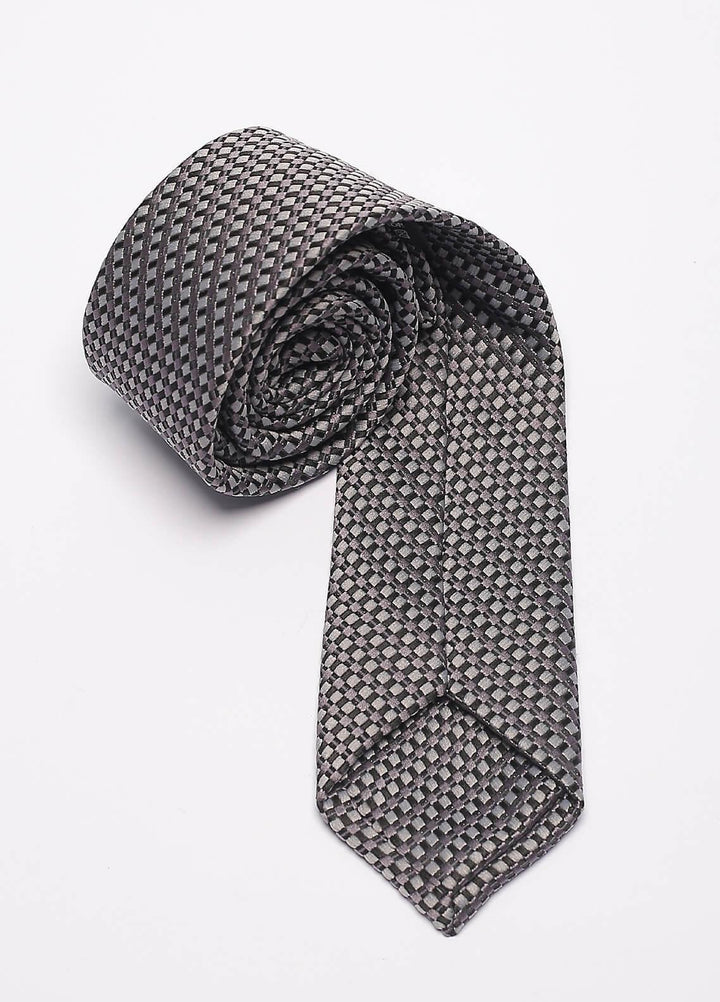 Sanaulla Exclusive Range Narrow Silk Neck Tie  SU21MT Grey-D-10 -