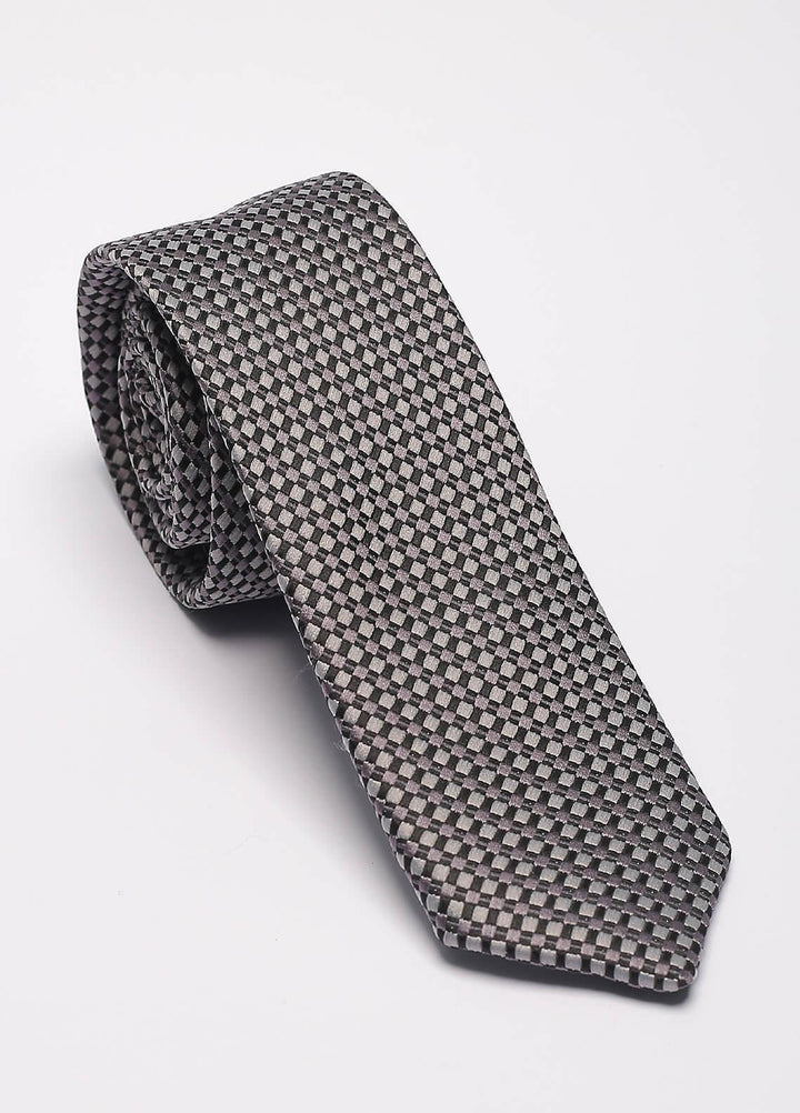 Sanaulla Exclusive Range Narrow Silk Neck Tie  SU21MT Grey-D-10 -