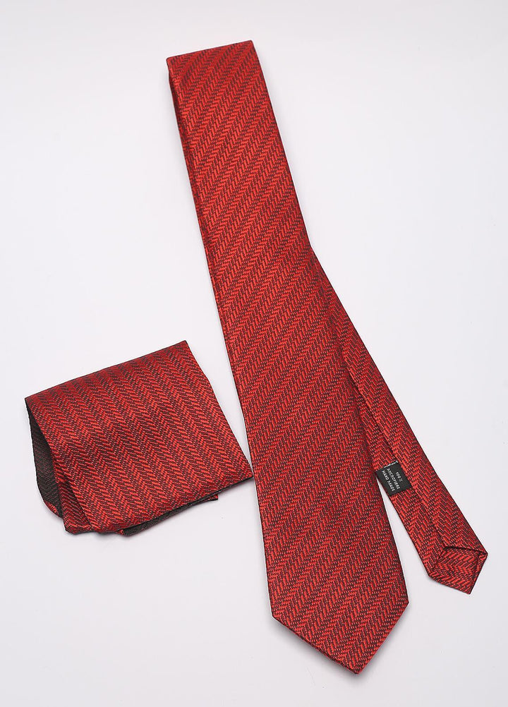 Sanaulla Exclusive Range Narrow Silk Neck Tie  SU21MT Red-D-1 -