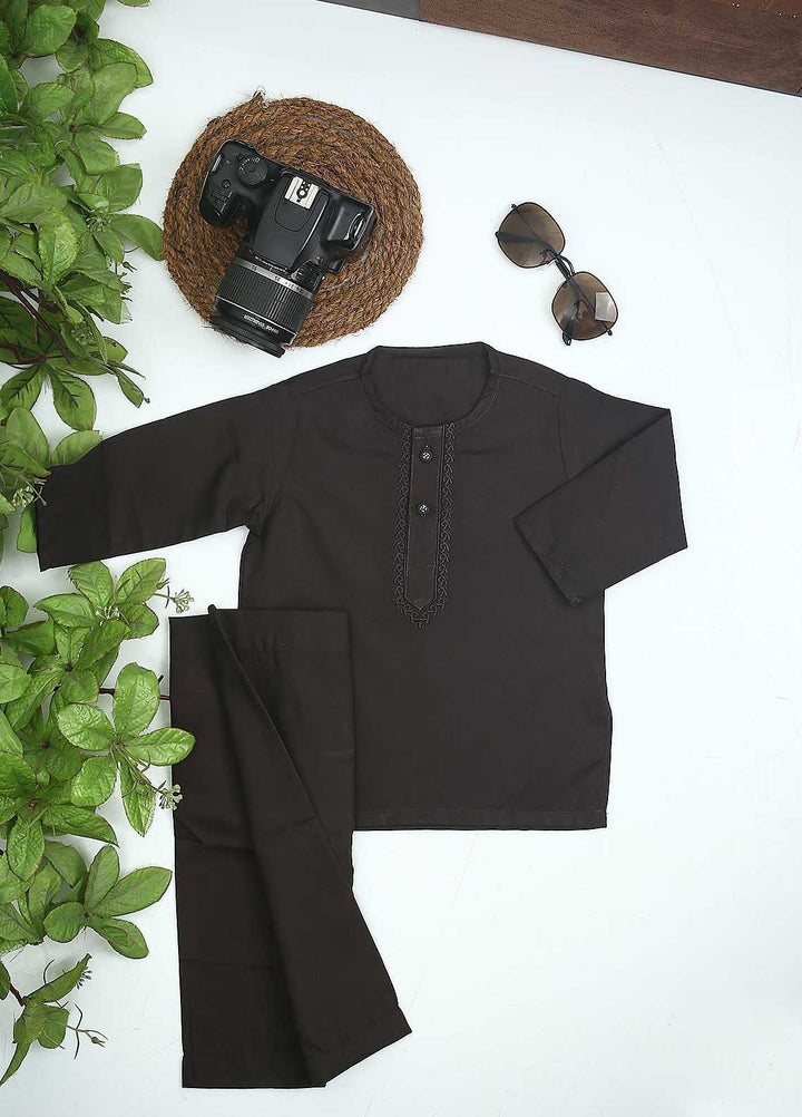 Sanaulla Exclusive Range Cotton Formal Kurta Shalwar for Kids -  C-758 Black