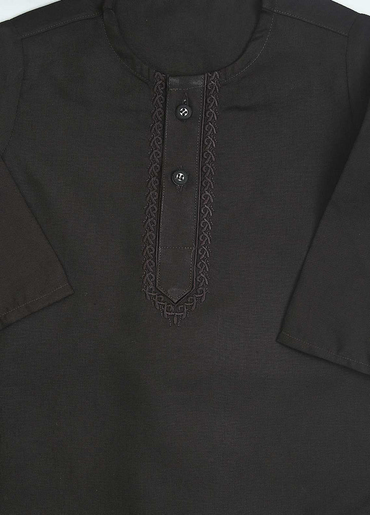 Sanaulla Exclusive Range Cotton Formal Kurta Shalwar for Kids -  C-758 Black