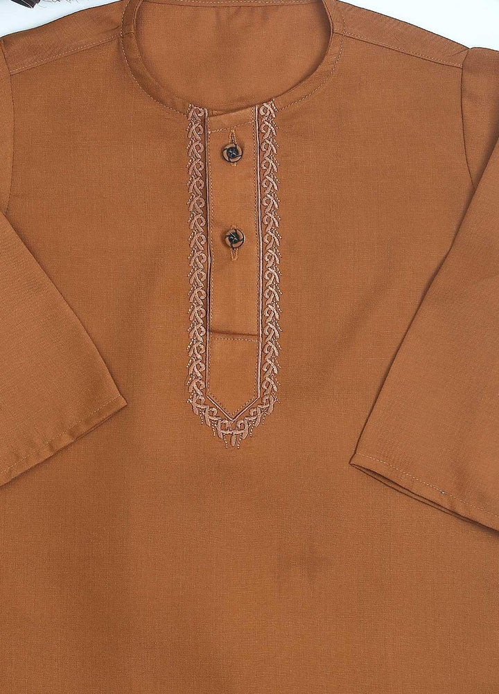 Sanaulla Exclusive Range Cotton Formal Kurta Shalwar for Kids -  C-758 Yellow