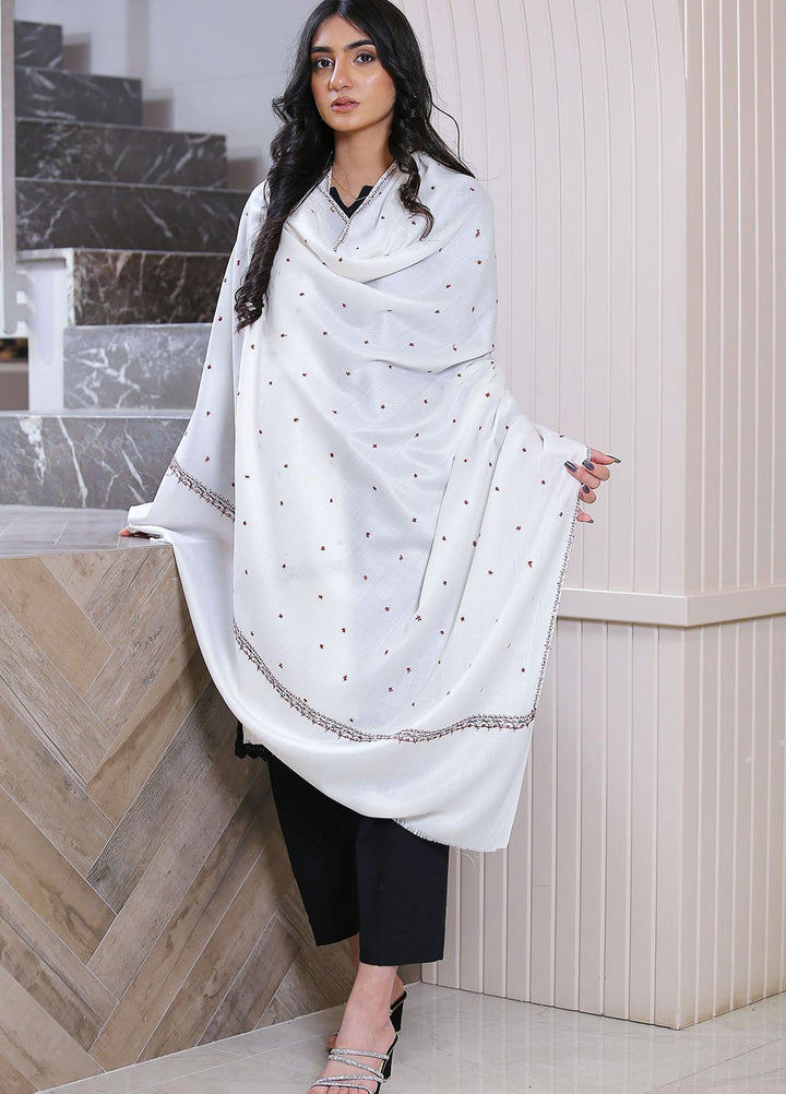 Sanaulla Exclusive Range  Pashmina  KPS 781 D-34 Off White - Women Shawls