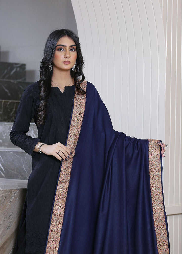 Sanaulla Exclusive Range  Pashmina  Mama D-12 N Blue - Women Shawls