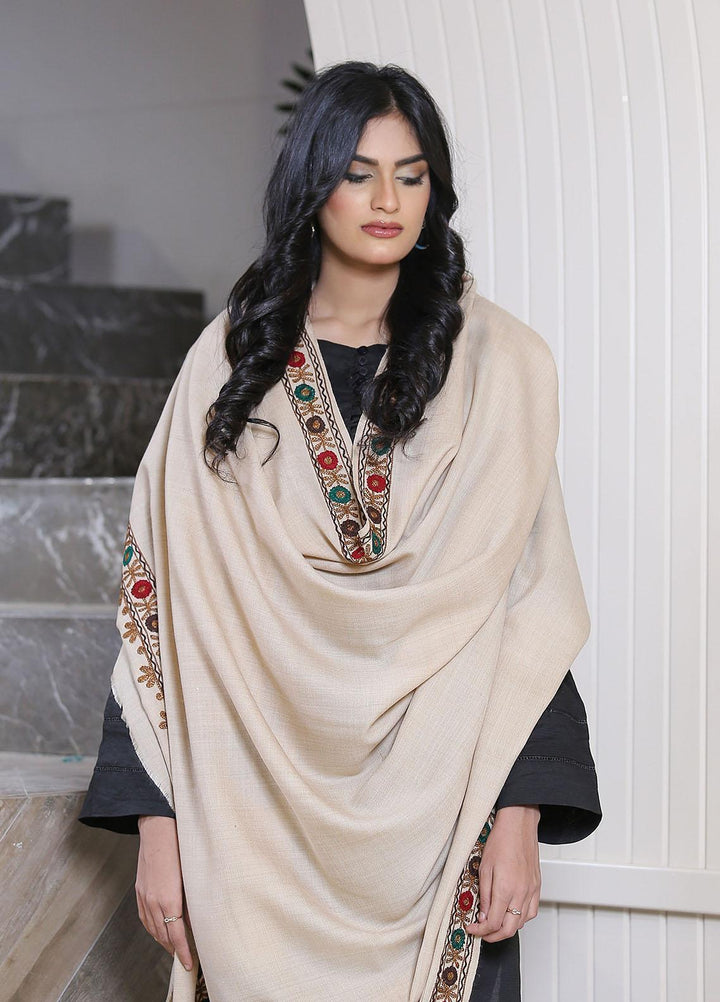 Sanaulla Exclusive Range  Pashmina  KPS 781 D-39 Fawn 1 - Women Shawls