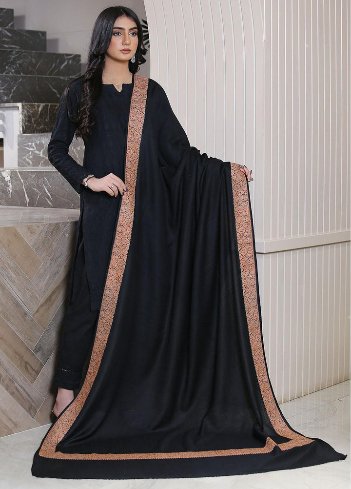Sanaulla Exclusive Range  Pashmina  Mama D-12 Black - Women Shawls