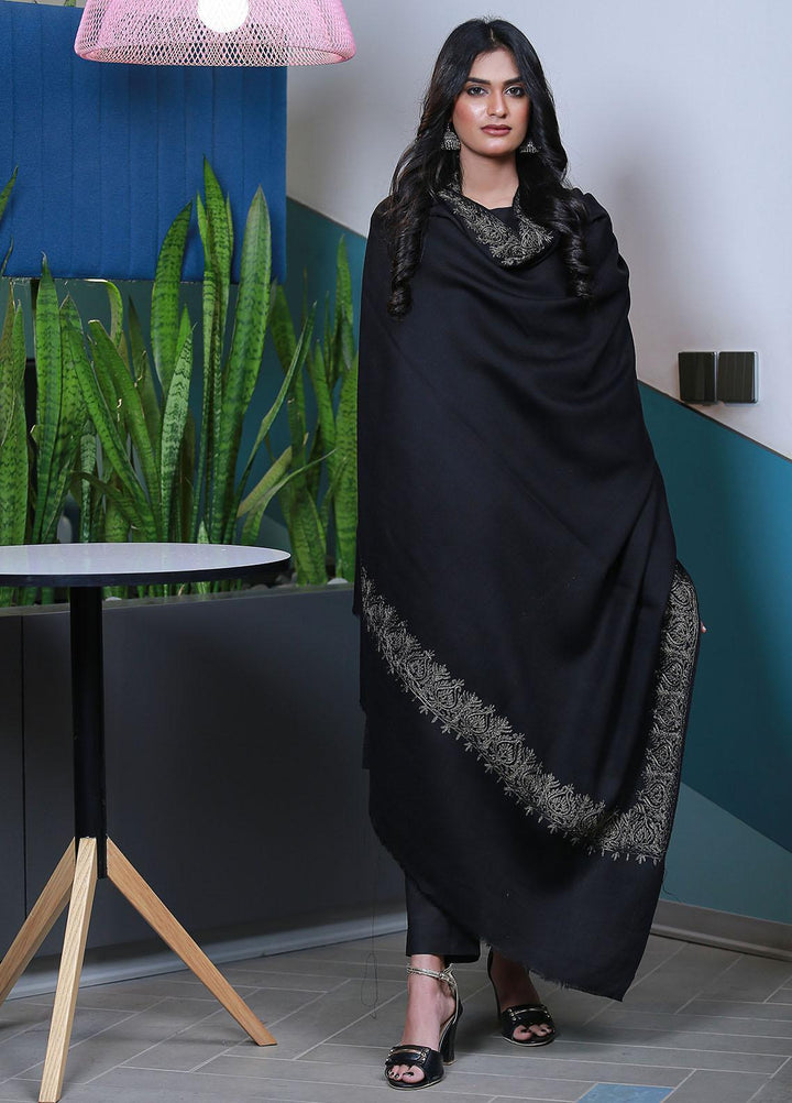 Sanaulla Exclusive Range  Pashmina  KPS 781 D-51 Black 1 - Women Shawls