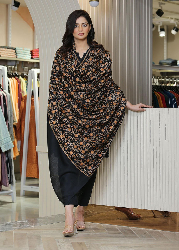 Sanaulla Exclusive Range  Pashmina  KPS 781 D-18 Black 1 - Women Shawls