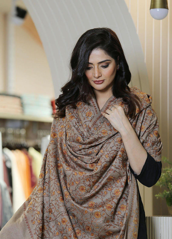 Sanaulla Exclusive Range  Pashmina  KPS 781 D-18 Brown - Women Shawls