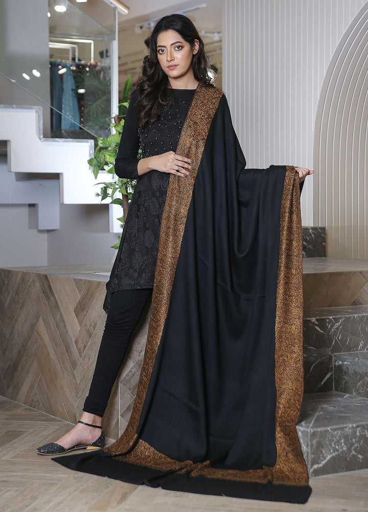 Sanaulla Exclusive Range  Pashmina  Mama D-19 Black 02 - Women Shawls