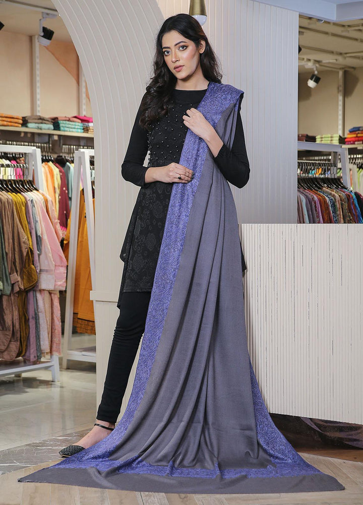 Sanaulla Exclusive Range  Pashmina  Mama D-19 Grey - Women Shawls