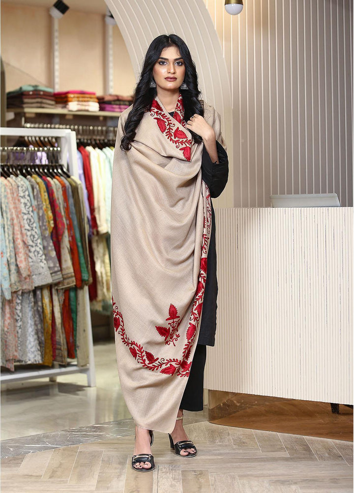 Sanaulla Exclusive Range  Pashmina  Mama D-40 Brown 01 - Women Shawls