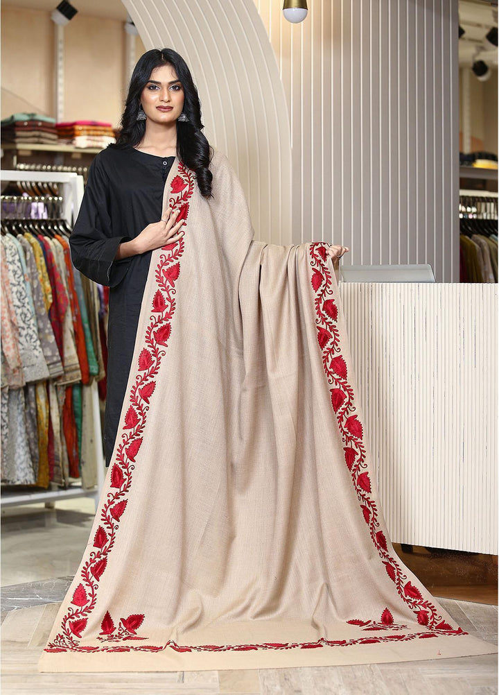 Sanaulla Exclusive Range  Pashmina  Mama D-40 Brown 01 - Women Shawls