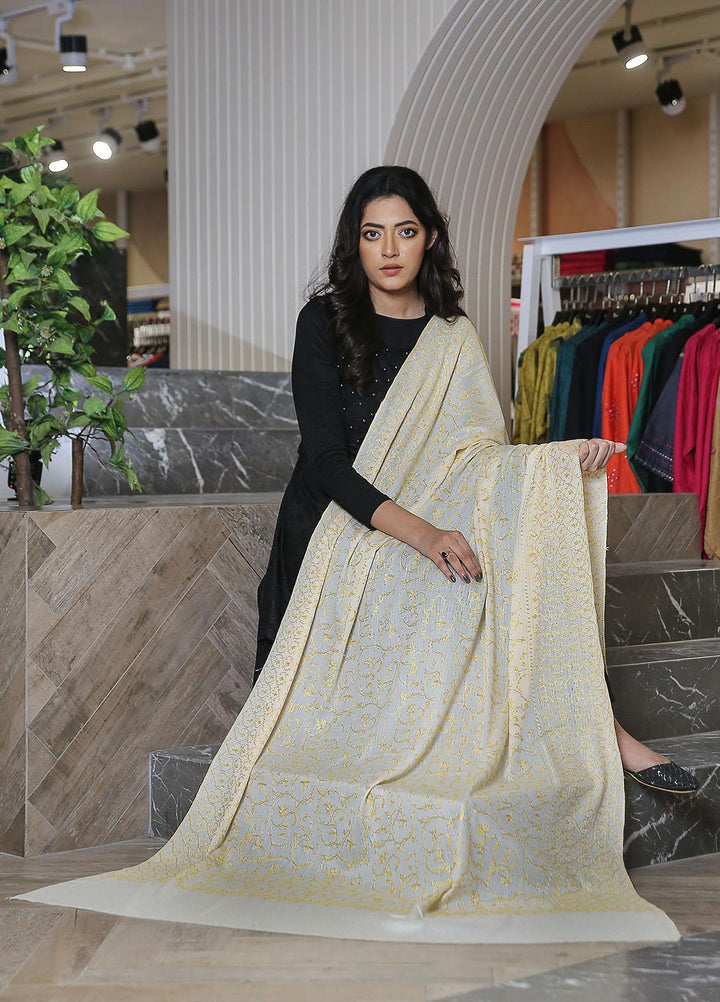 Sanaulla Exclusive Range  Pashmina  Mama D-20 Cream - Women Shawls