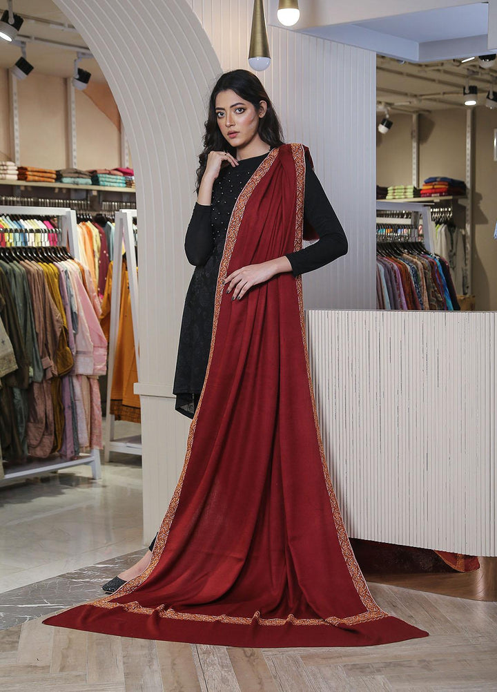 Sanaulla Exclusive Range  Pashmina  Mama D-21 Maroon - Women Shawls