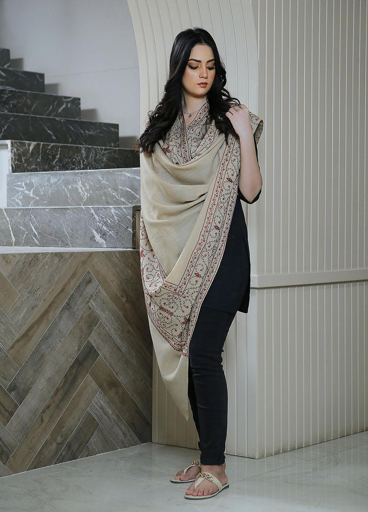 Sanaulla Exclusive Range  Pashmina  KPS 781 D-09 Fawn 1 - Women Shawls