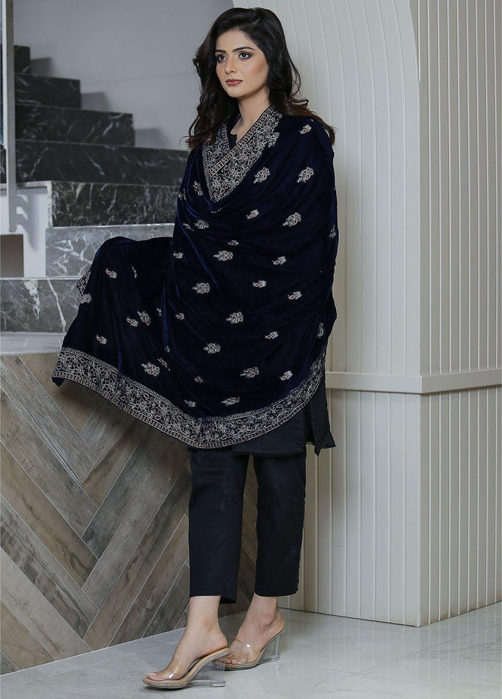 Sanaulla Exclusive Range  Pashmina  KPS 781 D-43 N Blue - Women Shawls