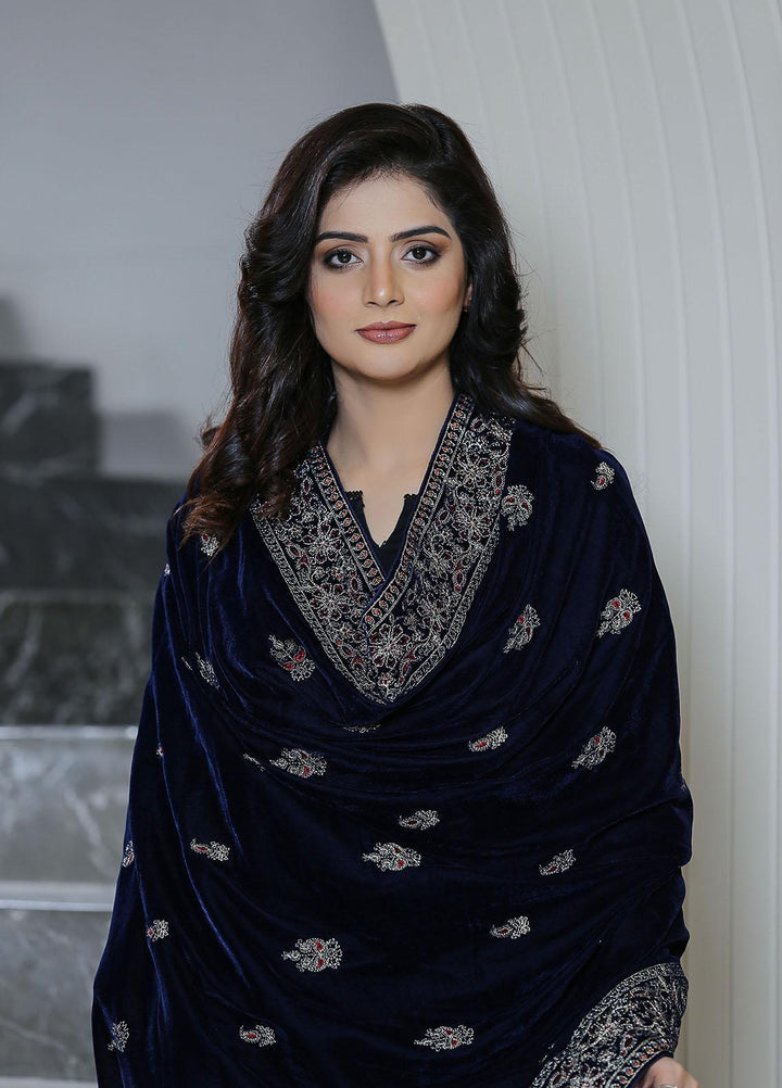 Sanaulla Exclusive Range  Pashmina  KPS 781 D-43 N Blue - Women Shawls