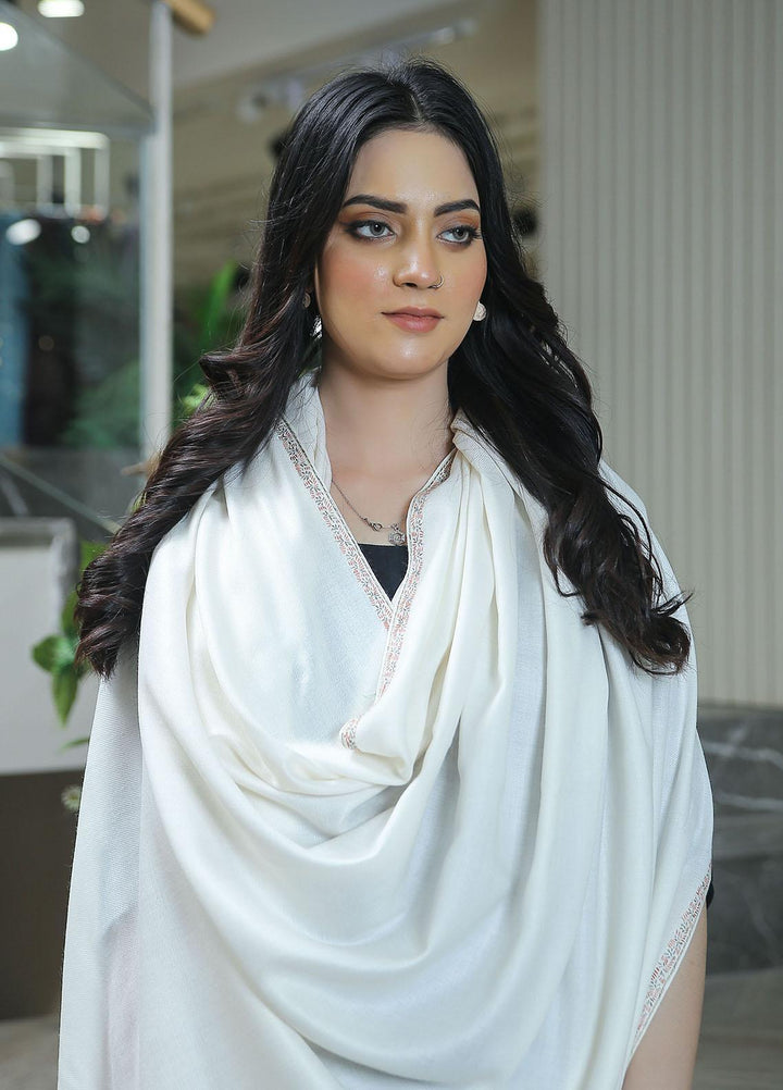 Sanaulla Exclusive Range  Pashmina  KPS 781 D-15 Off White 1 - Women Shawls
