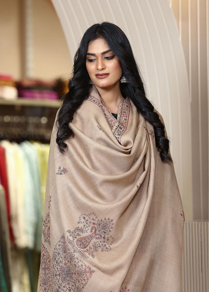Sanaulla Exclusive Range  Pashmina  KPS 793 D-01 L Brown 1 - Women Shawls