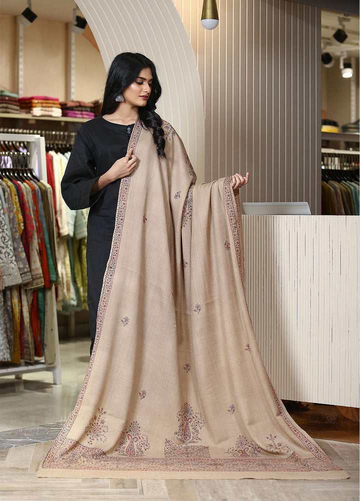 Sanaulla Exclusive Range  Pashmina  KPS 793 D-01 L Brown 1 - Women Shawls