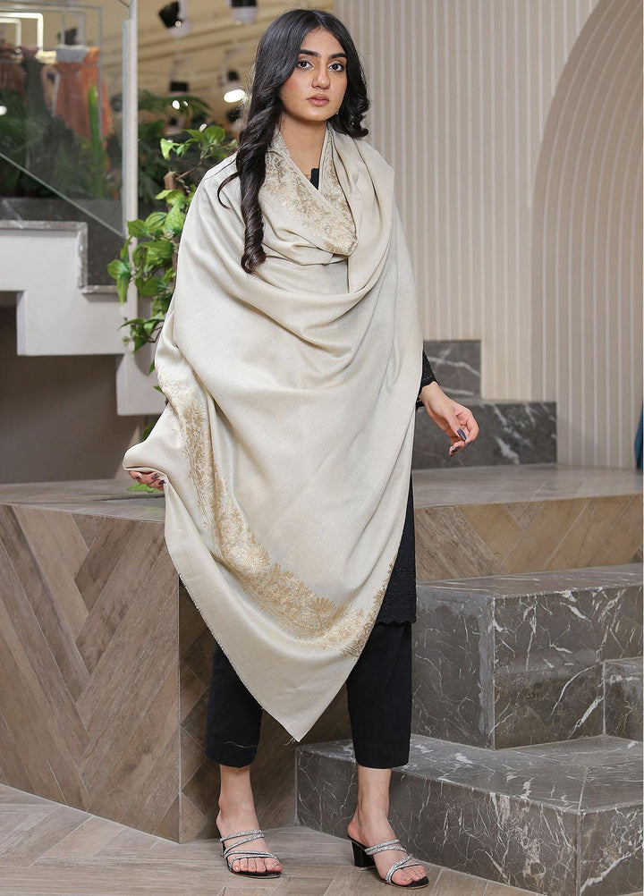 Sanaulla Exclusive Range  Pashmina  KPS 781 D-01 Fawn 2 - Women Shawls