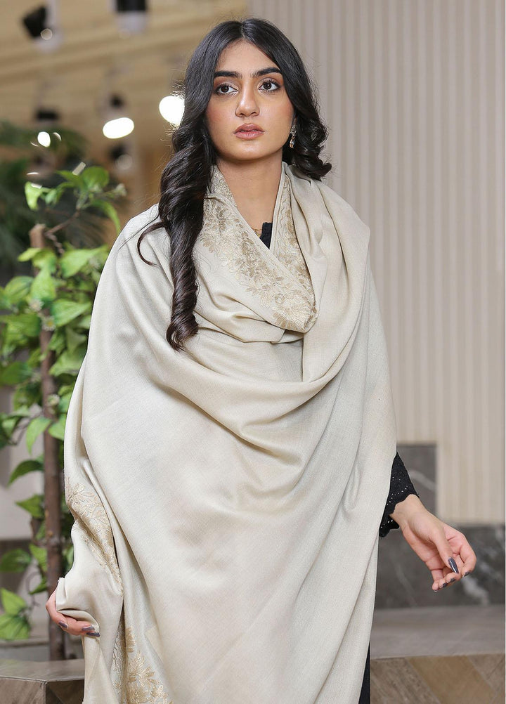 Sanaulla Exclusive Range  Pashmina  KPS 781 D-01 Fawn 2 - Women Shawls