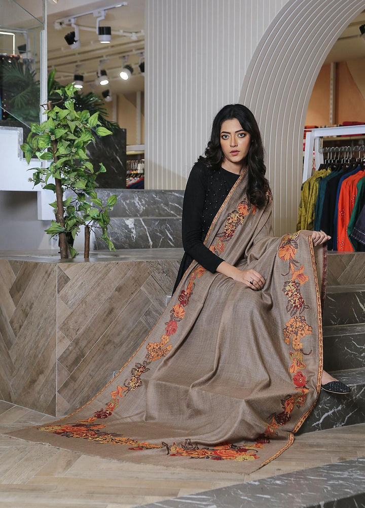 Sanaulla Exclusive Range  Pashmina  KPS 781 D-35 Brown 1 - Women Shawls