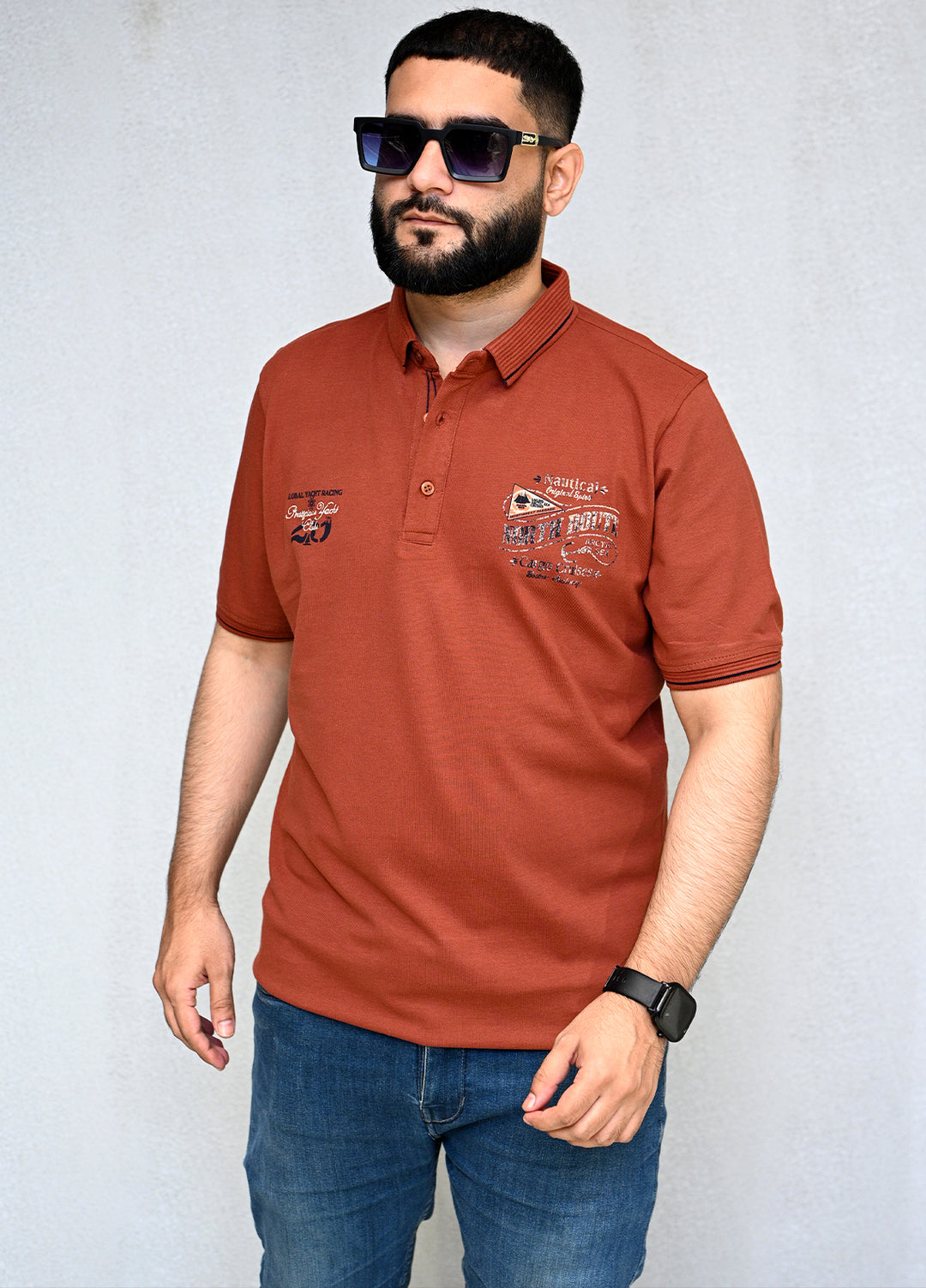 Sanaulla Exclusive Pret Casual Cotton Polo 8129 Orange