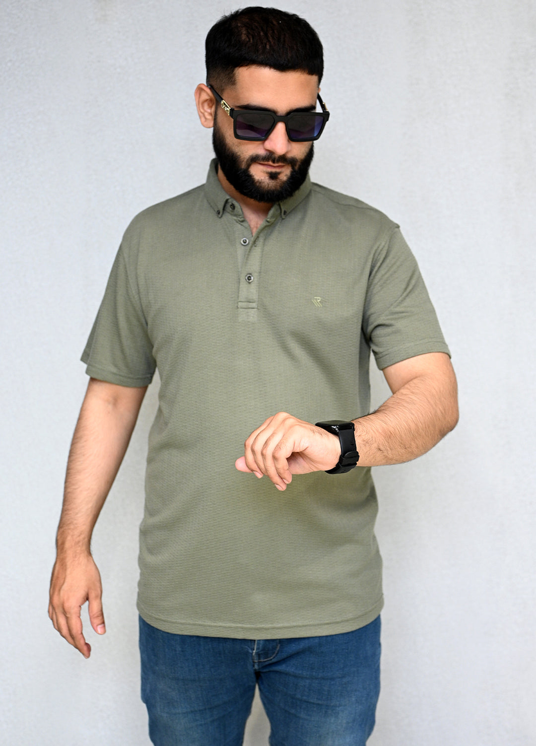 Sanaulla Exclusive Pret Casual Cotton T-Shirt D-3153 Green